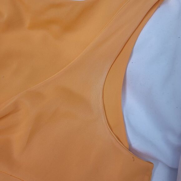 VINTAGE 80s orange sherbet tie front maxi night gown dress M - Picture 11 of 14